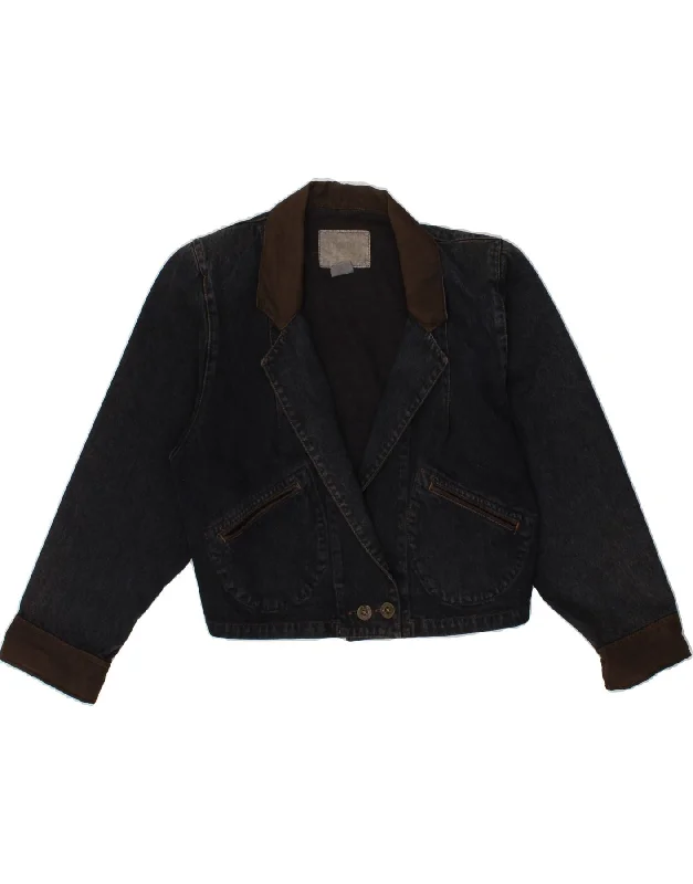 Weekend Bargains to Snag VINTAGE Womens Crop Denim Jacket UK 14 Medium Navy Blue Cotton Weekend Bargains to Snag VINTAGE Womens Crop Denim Jacket UK 14 Medium Navy Blue Cotton
