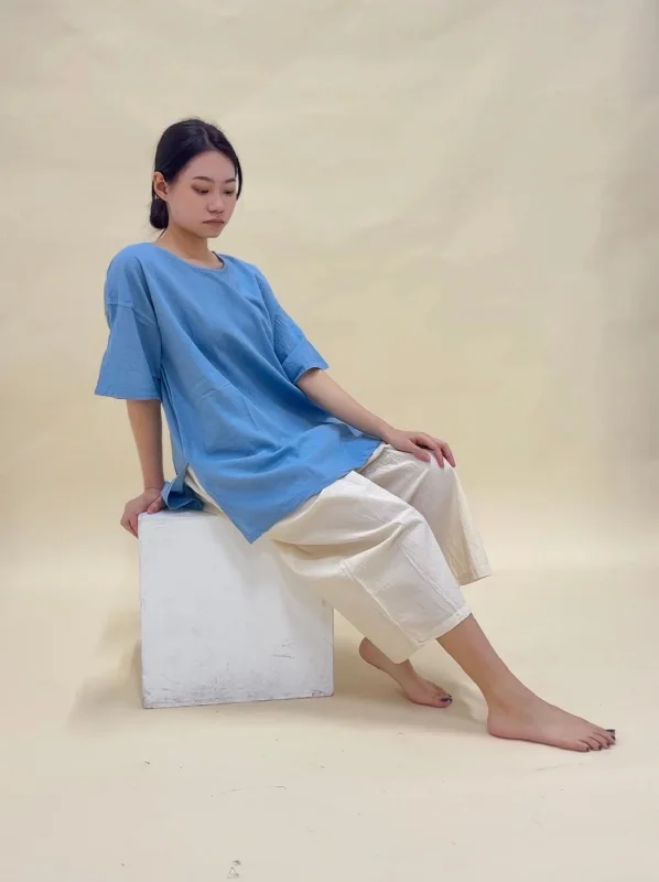 Deal Dash Hand Dyed Long Top in Light Blue