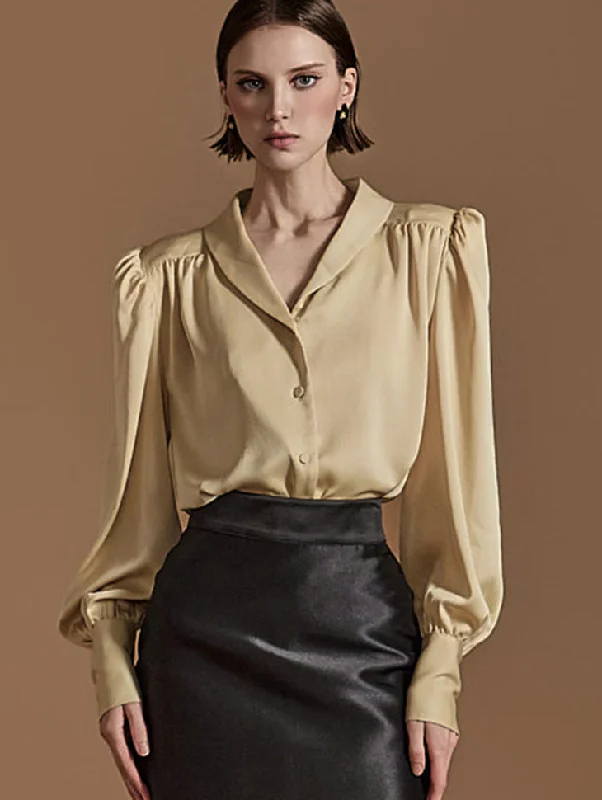 Exclusive Offer B3024 Shawl Collar Blouse