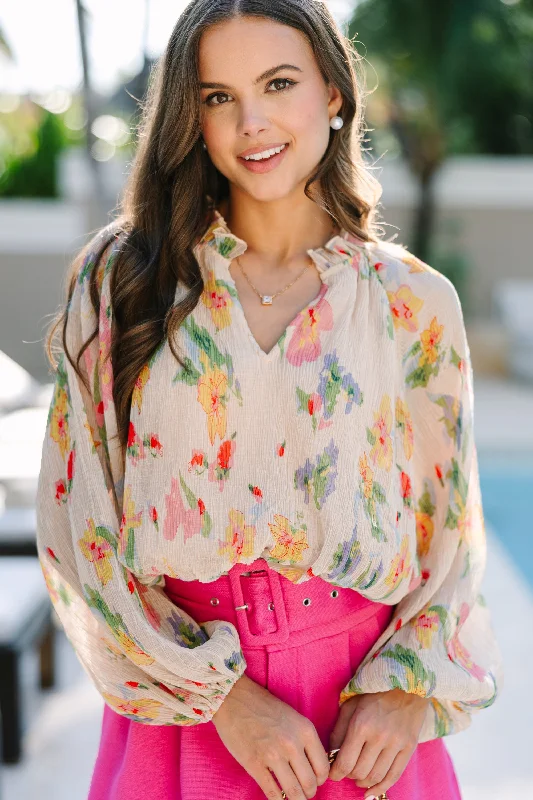 Hurry Up Close Your Eyes Natural Floral Bodysuit