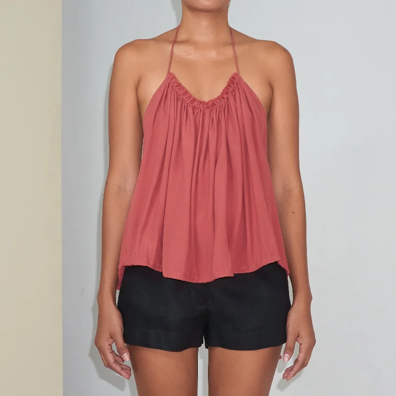Massive Deals RUSH HALTER TOP - Rayon Fujette Crepe | Dusty Rose