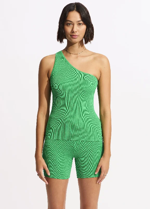 Hurry In Sea Skin Rib Knit Short - Green