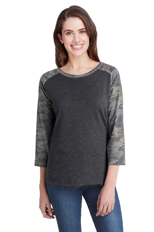 Sale Event LAT Womens Fine Jersey 3/4 Sleeve Crewneck T-Shirt - Vintage Smoke Grey/Camo