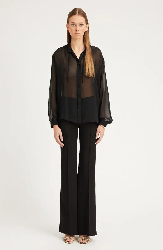 Top Pick Black Casanova Ultra Flare Pintuck Pants
