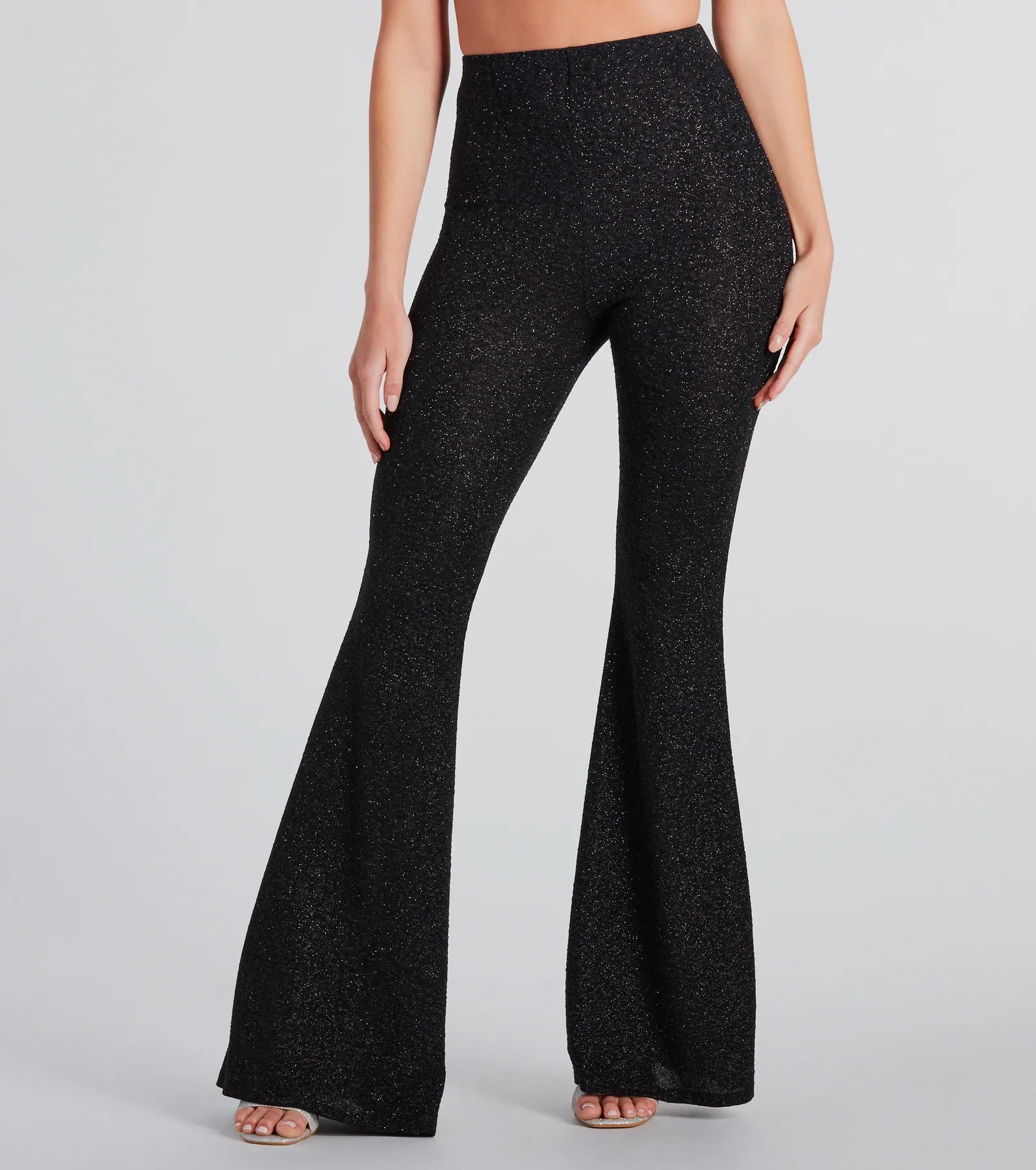 Instant Savings Dose Of Glitter High-Rise Flare Pants