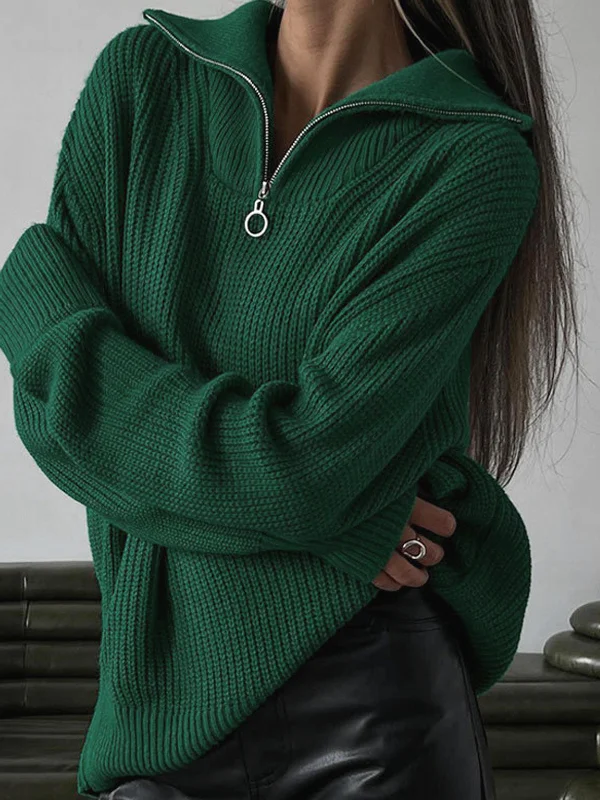 Markdown Madness Oversized Utility Graceful Zippered Sweater