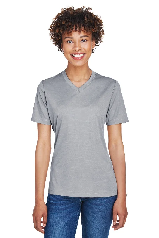 Price Rollback Team 365 Womens Sonic Performance Heather Moisture Wicking Short Sleeve V-Neck T-Shirt - Heather Grey