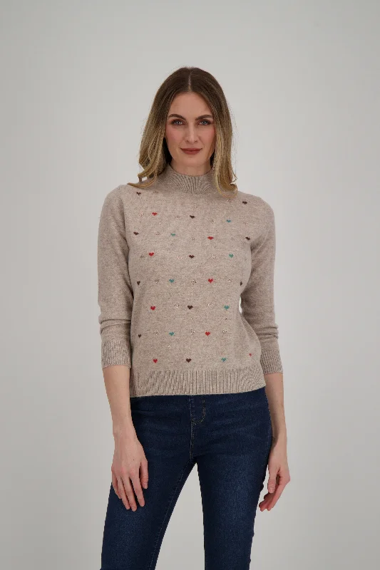 Price Reduction Crystal Hearts Sweater