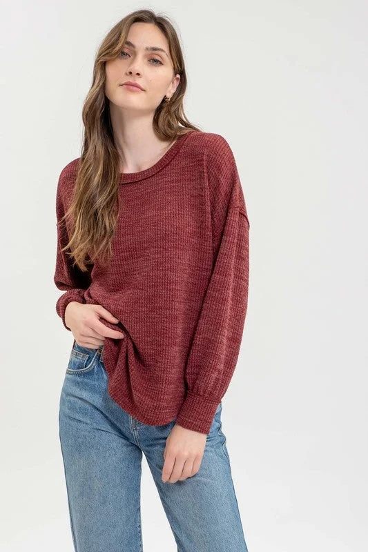 Extra Savings VERONICA DROP SHOULDER LONG SLEEVE SWEATER KNIT TOP