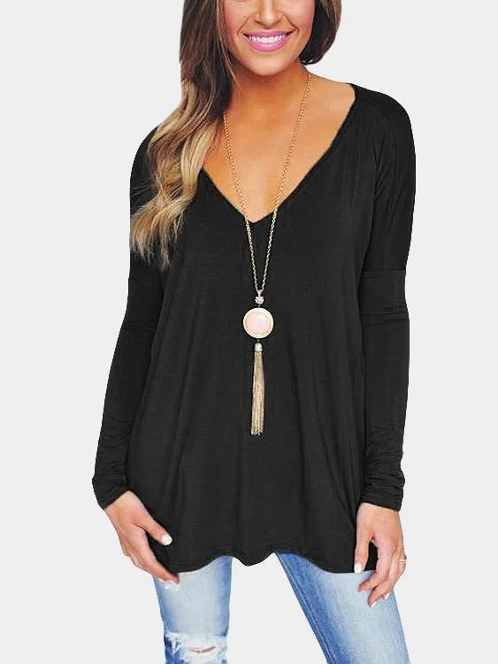 Members Only Wholesale Causal V-Neck Long Sleeves T-shirt