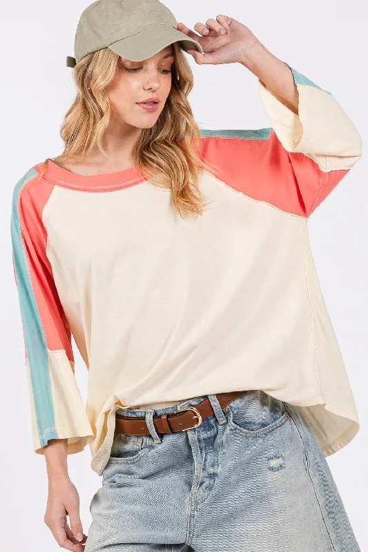 While Supplies Last SAGE + FIG Color Block Curved Hem T-Shirt