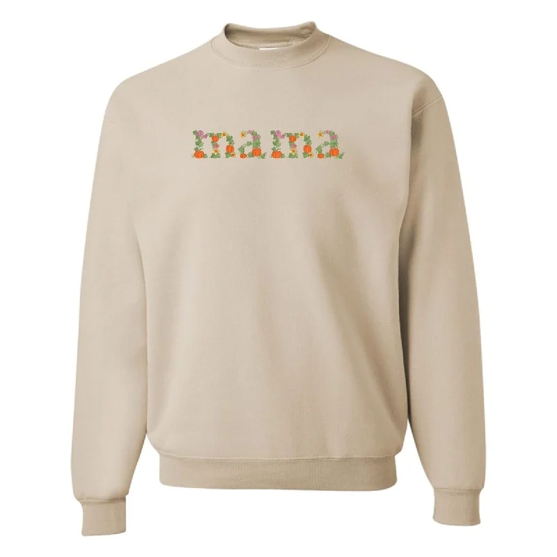 Price Cut 'Fall Floral Mama' Embroidered Crewneck Sweatshirt