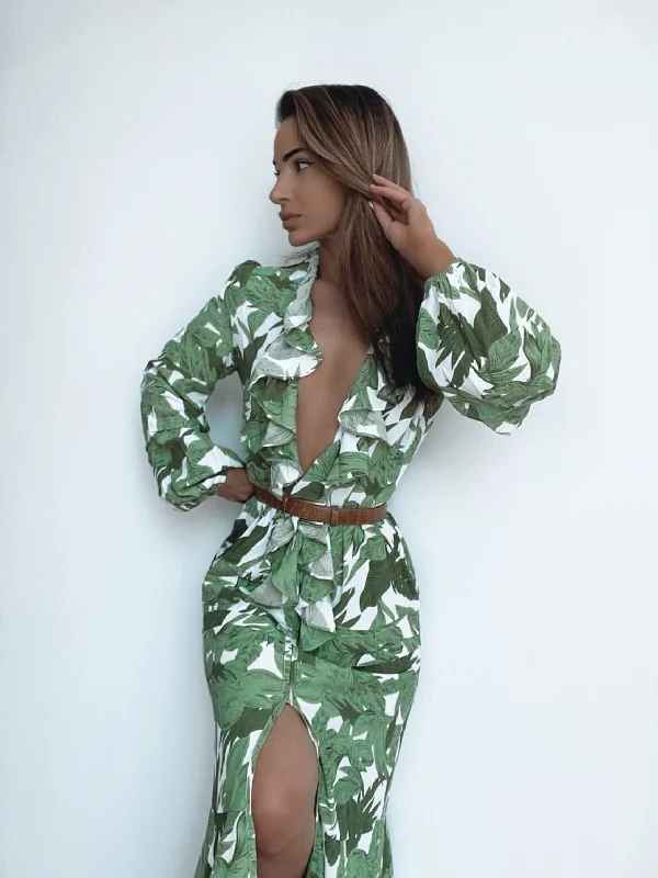 Shop and Save Europa green print maxi dress