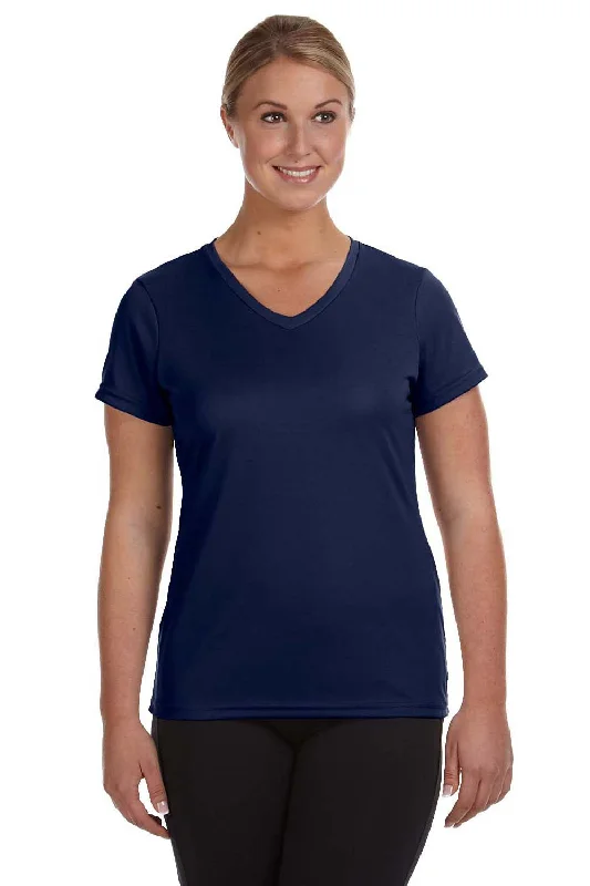 Seasonal Sale Augusta Sportswear Womens Moisture Wicking Short Sleeve V-Neck T-Shirt - Navy Blue