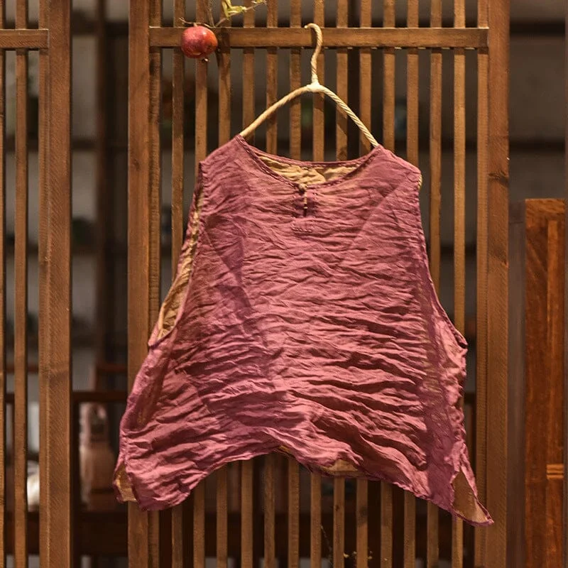 Don't Wait Women Spring Retro Crinkled Loose Linen Vest