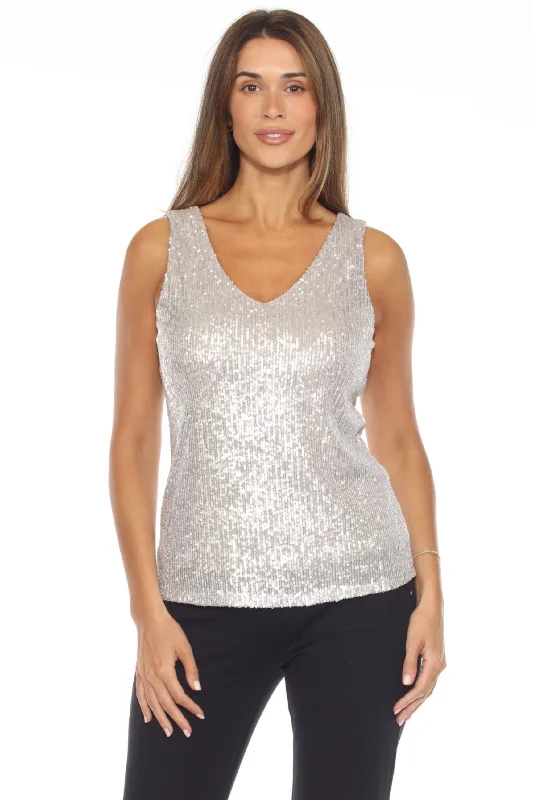 Buy Now Joseph Ribkoff Sequined V-Neck Tank Top 243789