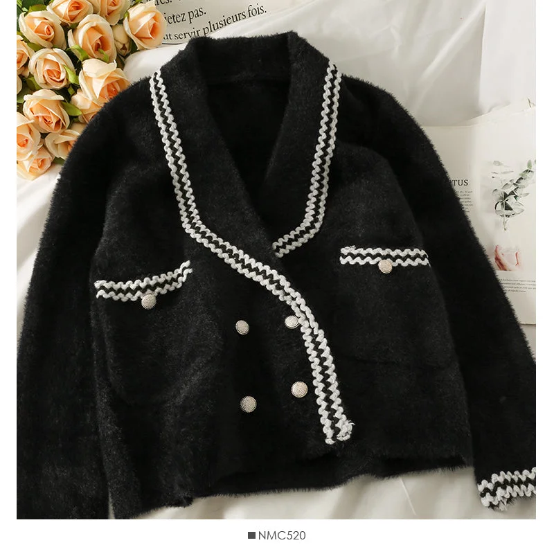 Today’s Deal Sweater female stripe loose thin Plush coat  1844