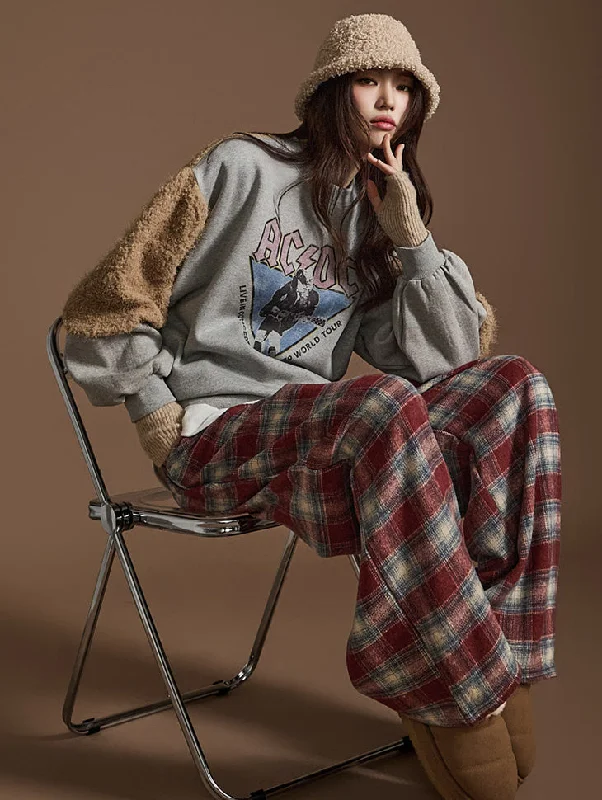 Super Discount E3648 Fur Printed Sweatshirt