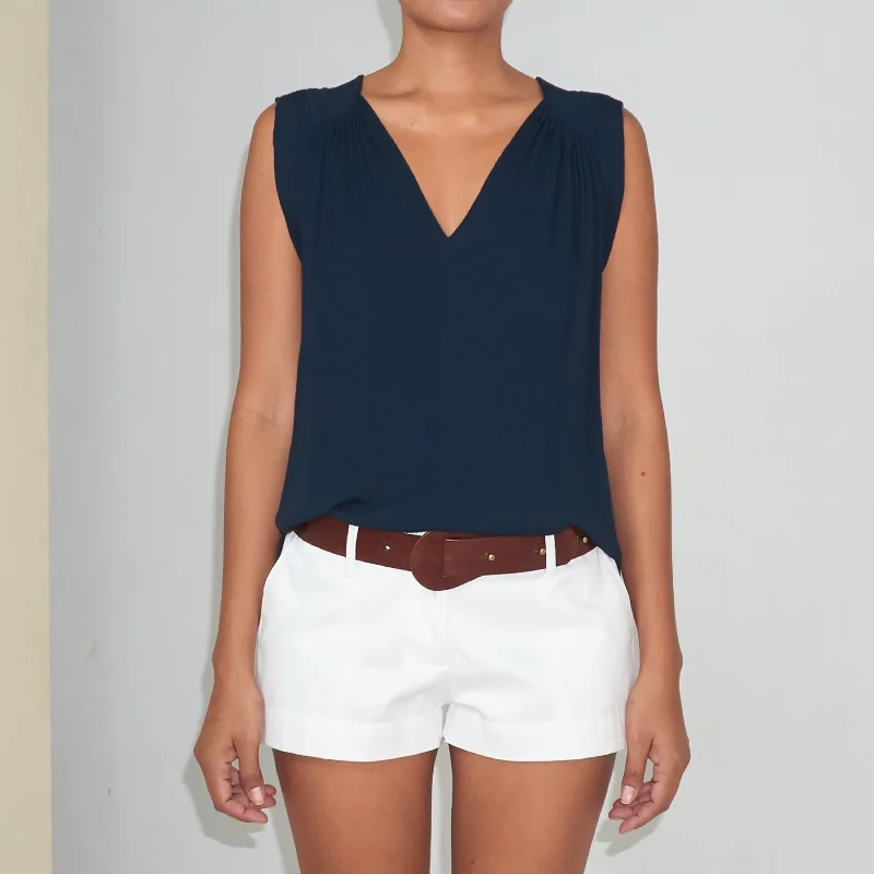 Weekend Savings Spree TRANSIT SLEEVELESS TOP - Crinkled Rayon | Midnight Blue