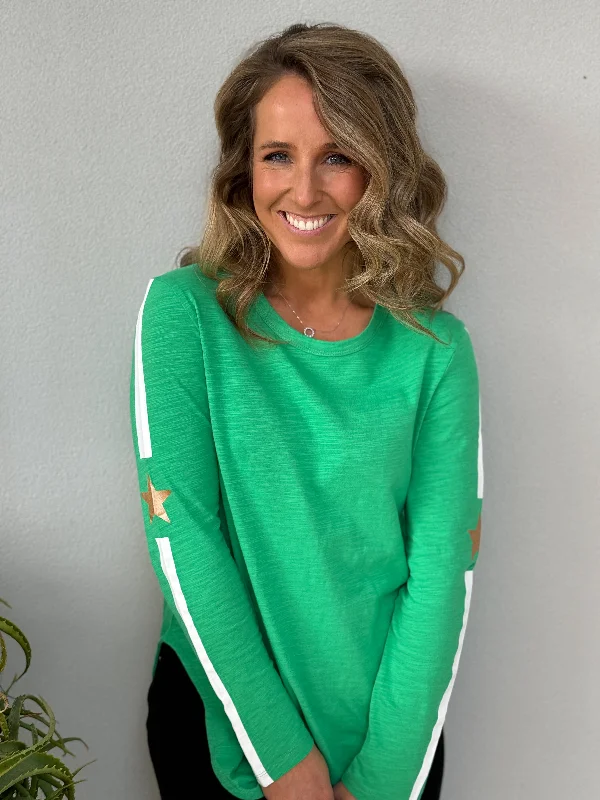 Weekend Specials to Delight Junee Banded Star Sleeve L/S Tee - Nephrite