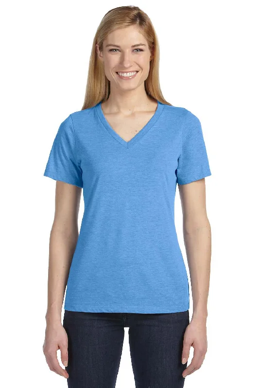 Limited Time Offer Bella + Canvas Womens Relaxed Jersey Short Sleeve V-Neck T-Shirt - Blue Triblend
