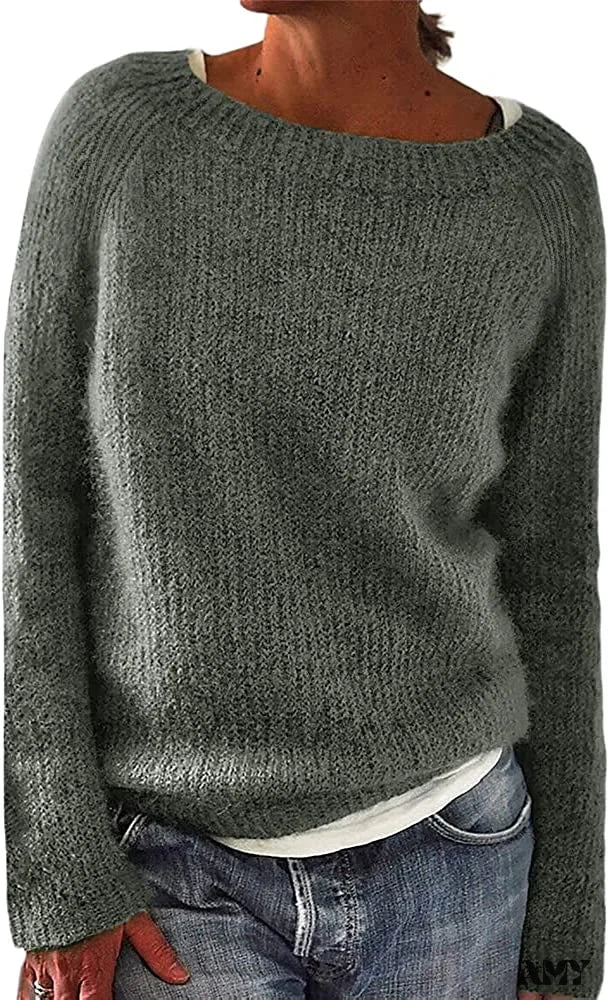 Extra Discount Amy Fashion - Women Winter Loose Casual Pullover Knit Sweater