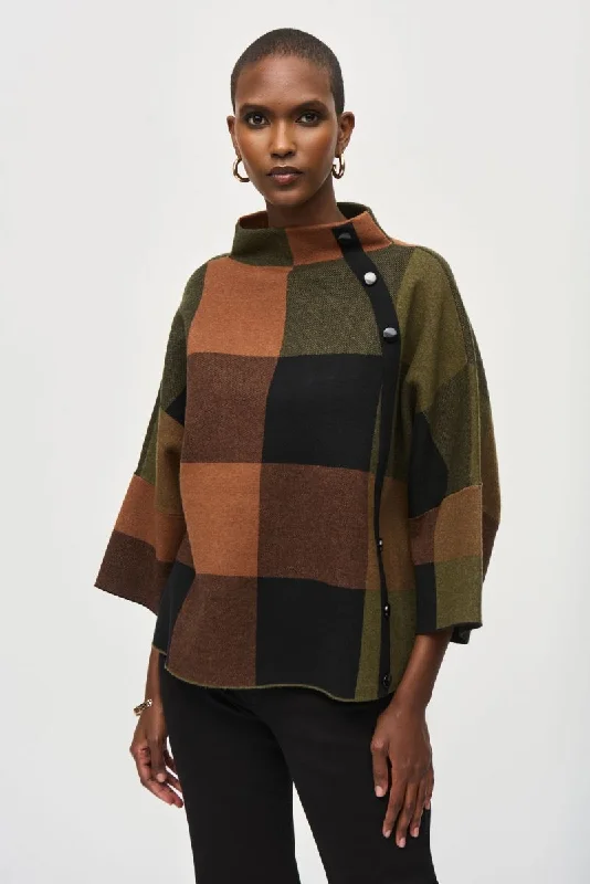 Sale Alert Joseph Ribkoff Multi Plaid Jacquard Sweater Top 243948