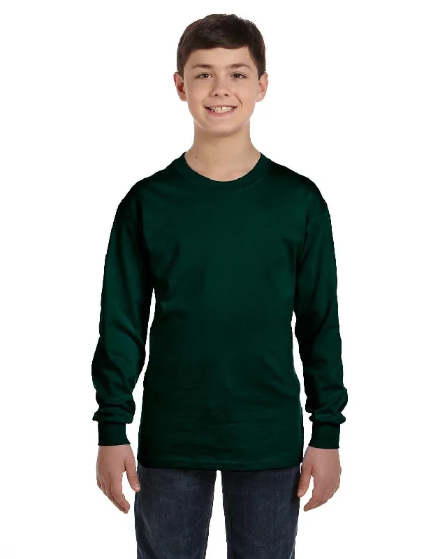 Gildan Youth Heavy Cotton Long Sleeve T-Shirt | Forest Green