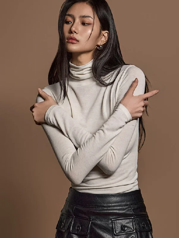 Super Sale E3588 Slim Turtleneck Top