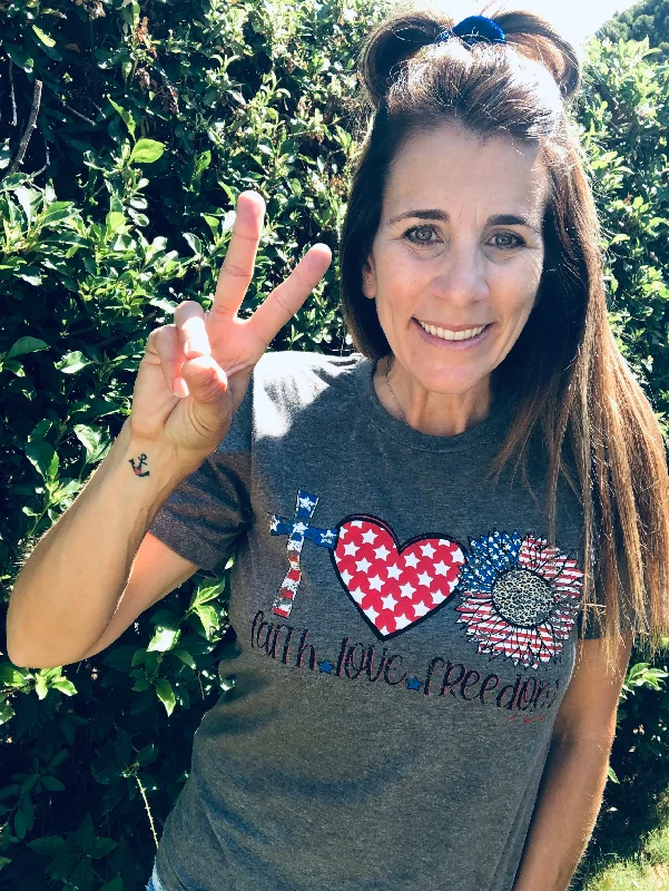Price Buster Faith-Love-Freedom-Graphic Tee