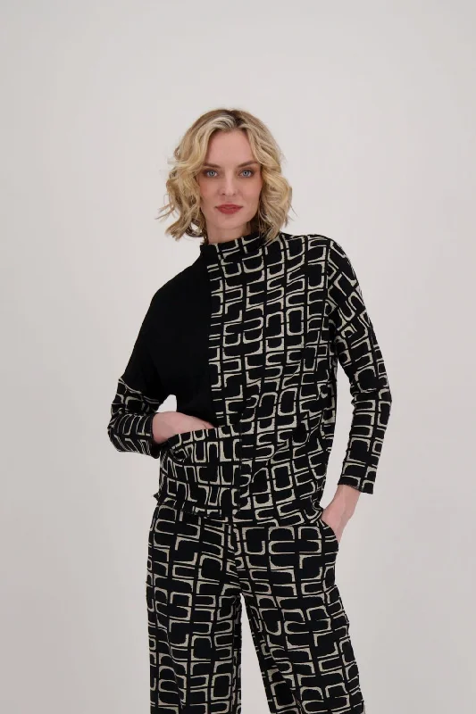 Value Deals Abstract Jacquard Mixed Media Top