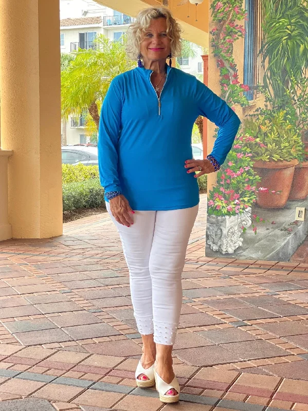Major Savings SKY BLUE ZIPPER TOP