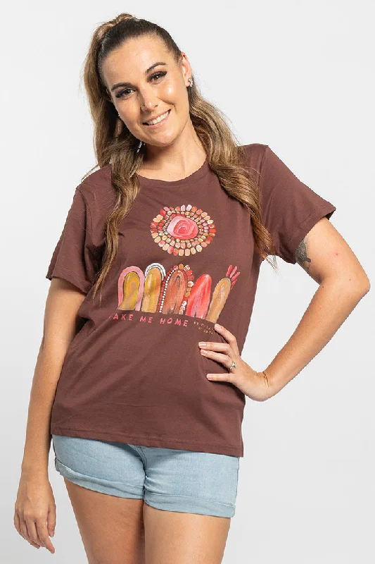 Weekend Discounts Worth Grabbing Take Me Home Chestnut Cotton Crew Neck Women's T-Shirt