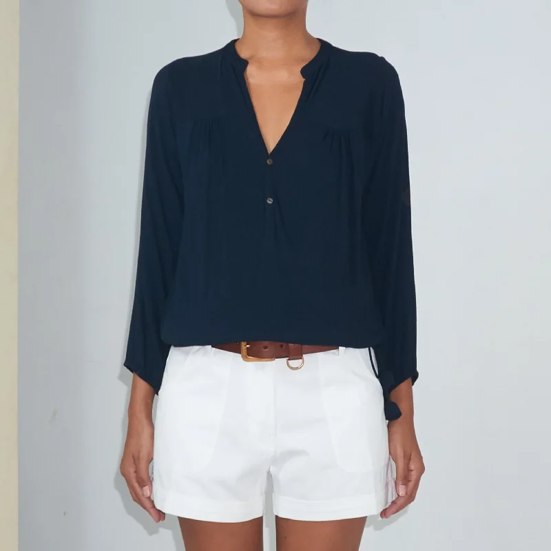 New Deals BKLN TOP - Crinkled Rayon | Midnight Blue
