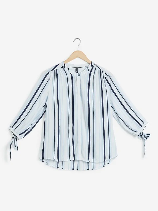 Limited Availability LOV Blue Striped Petal Top