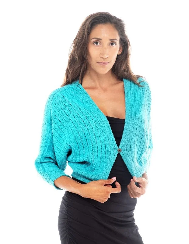 Flash Sale Knitted Bolero Rib with Coconut Button in Front