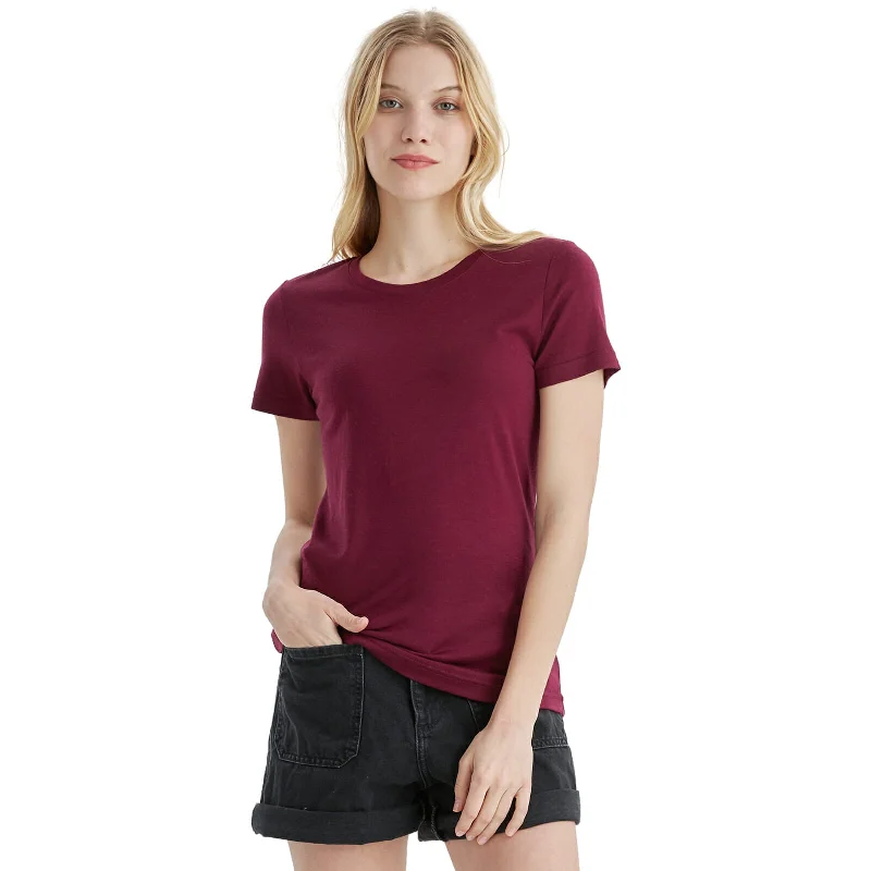 Weekend Specials to Enjoy Women's Merino 170g Classic Short Sleeve T-Shirt Dark Red