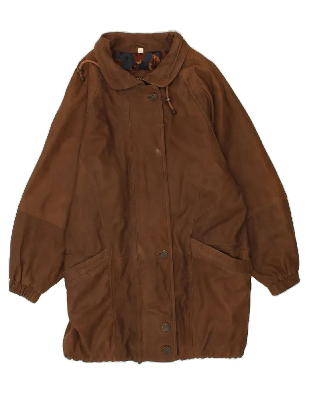Value Deals PRINCE Womens Leather Coat UK 18 XL Brown Leather