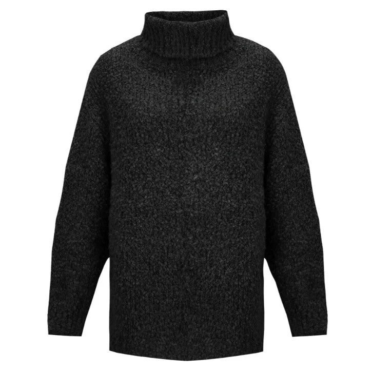 Weekend Offers That Thrill Vinny Boucle Polo Neck in Charcoal Grey