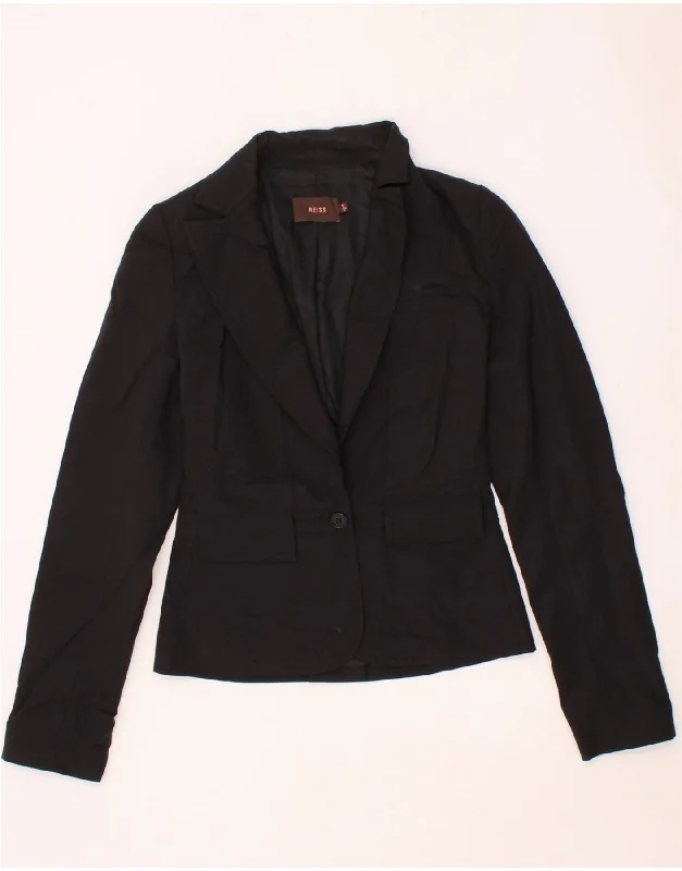 Lowest Price REISS Womens 1 Button Blazer Jacket UK 6 XS Black Wool