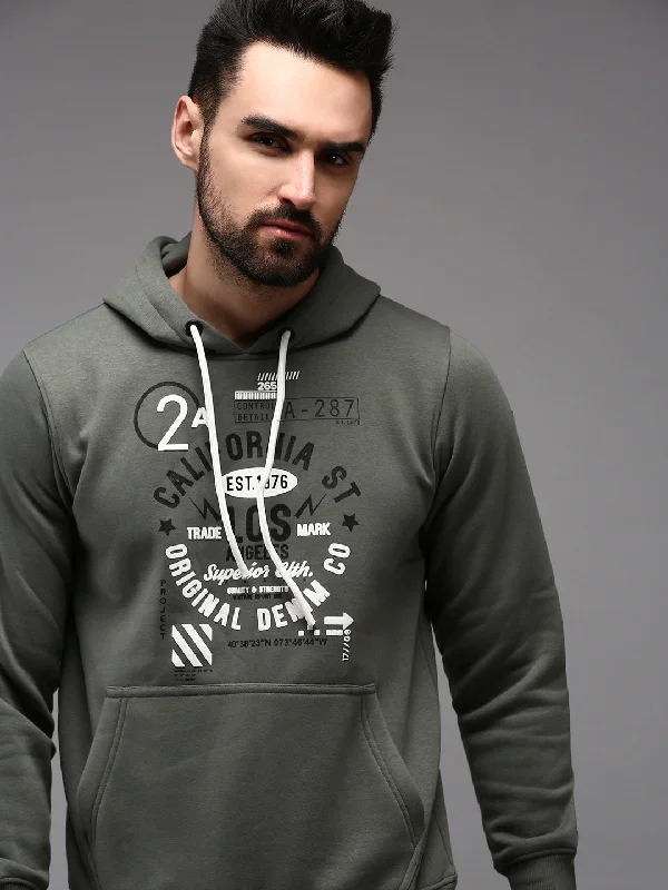 Men Green Solid Sweatshirt