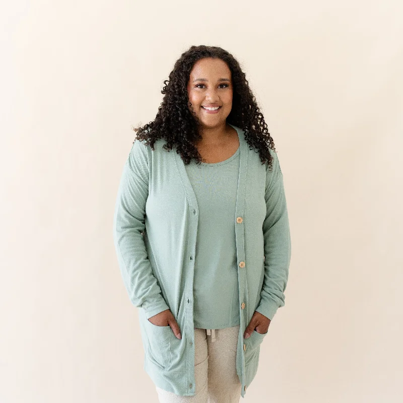 Bamboo Jersey Adult Cardigan in Thyme