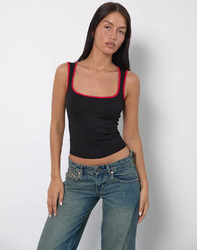 Limited Edition Shajani Top in Black with Red Binding