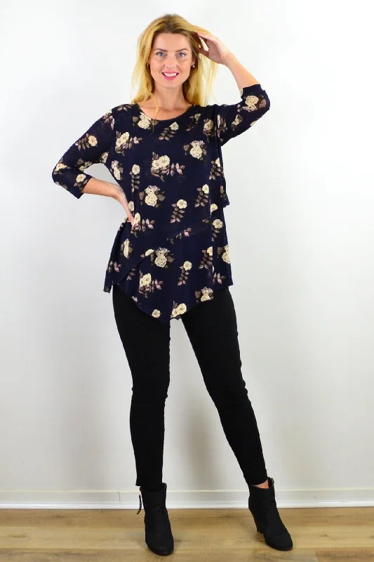 Exclusive Online Offer Elegant Floral Print Tunic Top