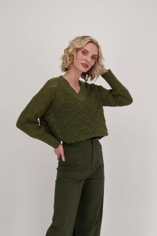 Exclusive Deal Crochet Knit Sweater Top