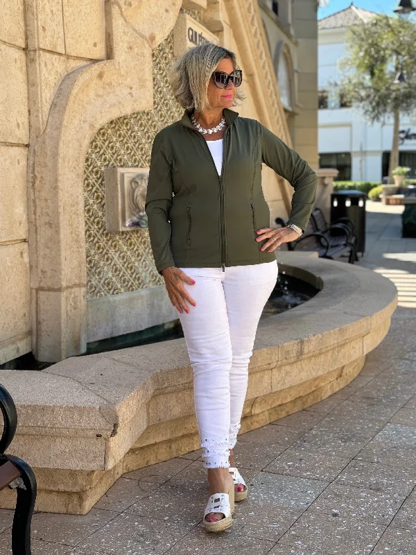 Great Deals LULU-B OLIVE FULL ZIPPER JACKET