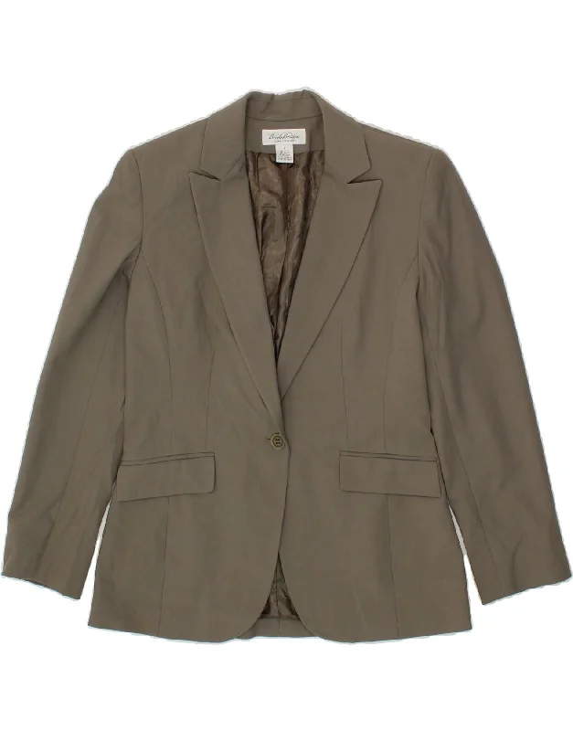 Weekend Extravaganza: Shop Now BROOKS BROTHERS Womens 1 Button Blazer Jacket US 8 Medium Grey Wool