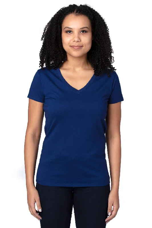 Weekend Shopping Bliss Threadfast Apparel Womens Ultimate Short Sleeve V-Neck T-Shirt - Navy Blue