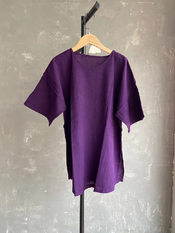 Year-End Sale Hand Dyed Long Top in Dark Purple