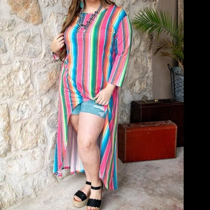 Special Price FUCHSIA SERAPE SCOOP NECK HIGH LOW TUNIC PLUS SIZE